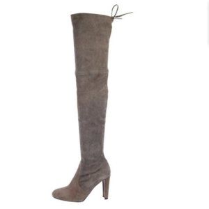 Stuart Weitzman Highland Boots Over the Knee 7.5 OTK Suede Gray High Heels